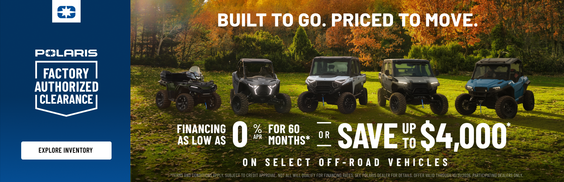 Up to $4,000 Off or Financing As Low As 0.00% for 60 Months on Select Models